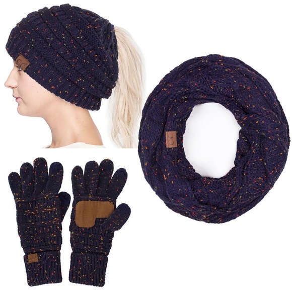 C.C 3pc Confetti Pony Beanie Gloves Scarves Set main image 6